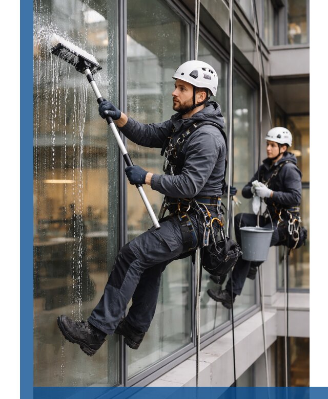 Профессиональная мойка витражей промышленными альпинистами в Иванове