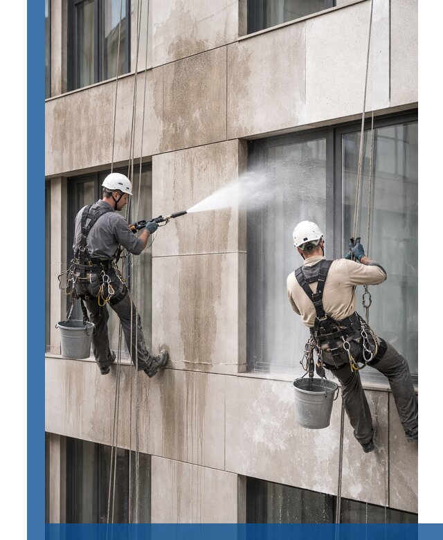 Послестроительная мойка фасада промышленным альпинизмом в Иванове