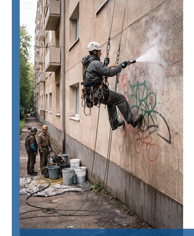 Удаление граффити с фасада в Иванове без следов и повреждений