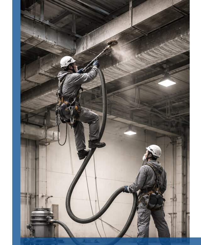 Обеспыливание потолочных конструкций в Иванове промышленным альпинизмом