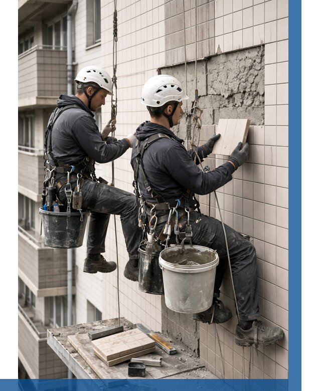 Ремонт облицовки фасада плиткой в Иванове от 1860 р. | ВЫСОТНИК-Внв