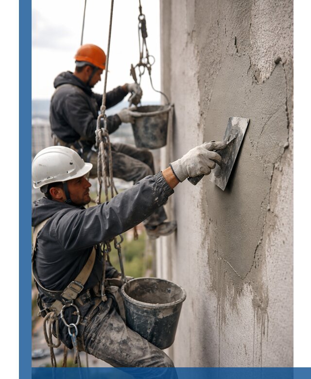 Штукатурка фасада на высоте в Иванове профессиональные работы