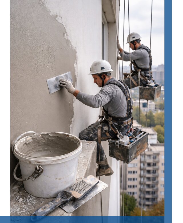 Шпаклевка фасада на высоте в Иванове от 723 р. | ВЫСОТНИК-Внв