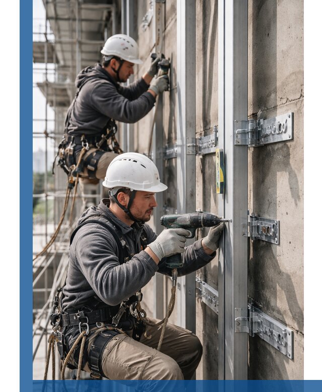 Монтаж и крепление подсистемы вентфасада в Иванове