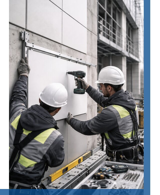 Монтаж композитных панелей фасада в Иванове от 2583 р. | ВЫСОТНИК-Внв