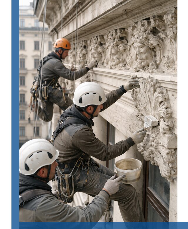 Реставрация фасадной лепнины с высотными работами в Иванове