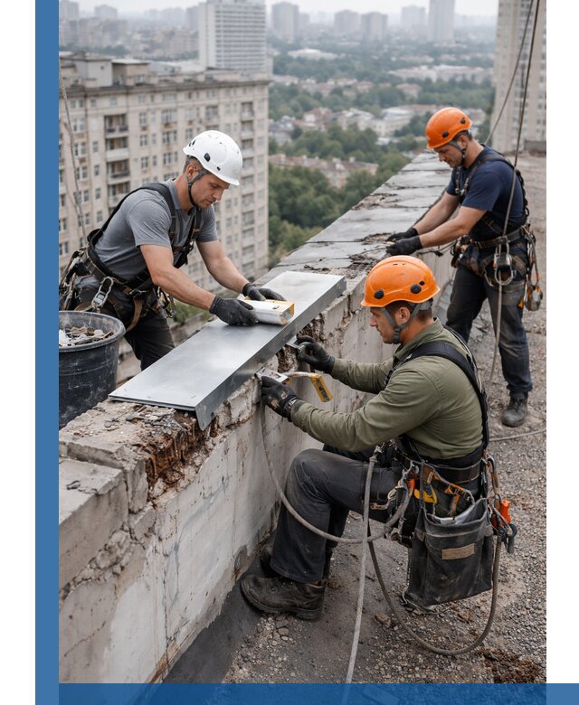 Ремонт парапета на кровле в Иванове, высотные работы с гарантией