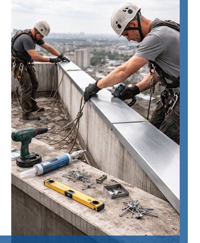 Монтаж парапетных крышек в Иванове от 827 р. | ВЫСОТНИК-Внв