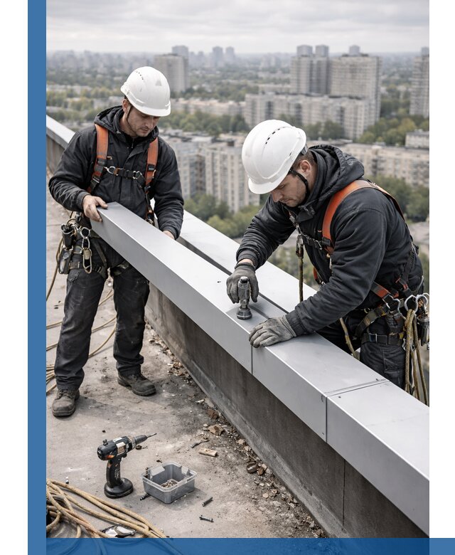 Монтаж парапетных крышек и ограждений кровли в Иванове