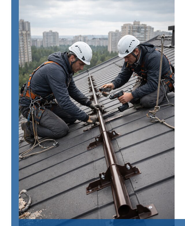 Монтаж снегозадержателей на кровле зданий в Иванове под ключ