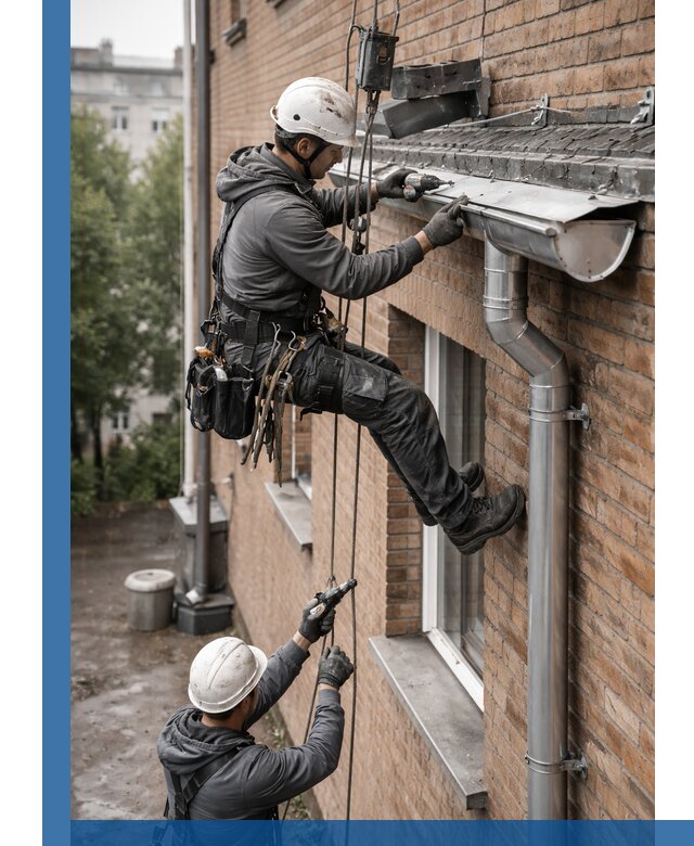 Монтаж водосточной системы на здании в Иванове под ключ