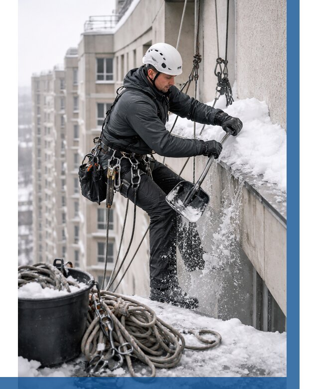 Очистка карнизов от снега в Иванове от 310 р. | ВЫСОТНИК-Внв