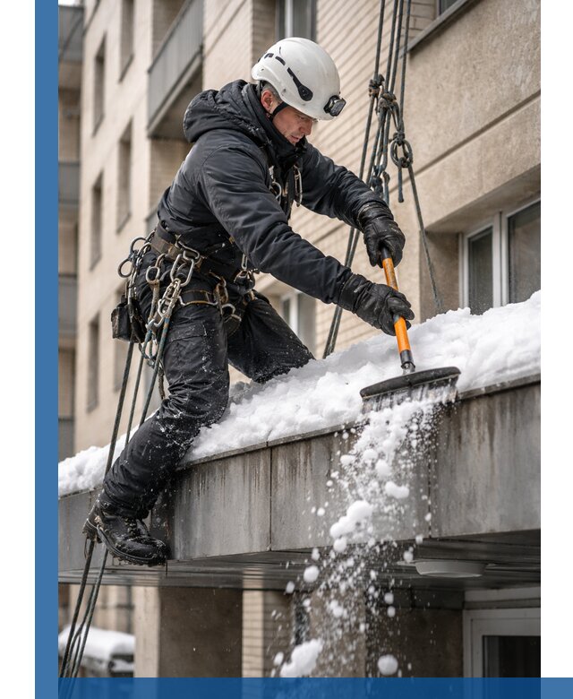 Очистка козырьков от снега в Иванове круглогодично безопасно