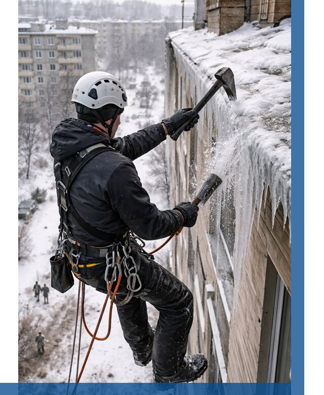 Сбивание сосулек с крыши в Иванове по цене от 4649 р. | ВЫСОТНИК-Внв