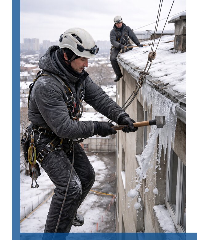 Сбивание и удаление сосулек с крыши в Иванове безопасно