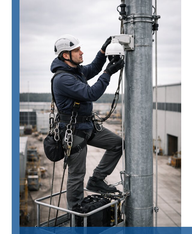 Профессиональная установка видеокамер на мачте в Иванове