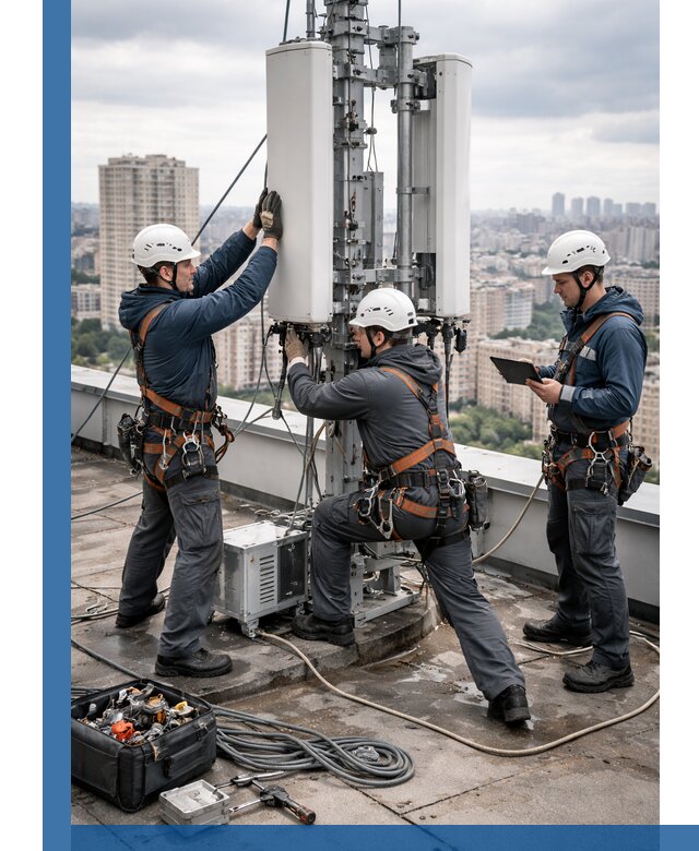 Монтаж антенн связи на крыше в Иванове с вводом в эксплуатацию