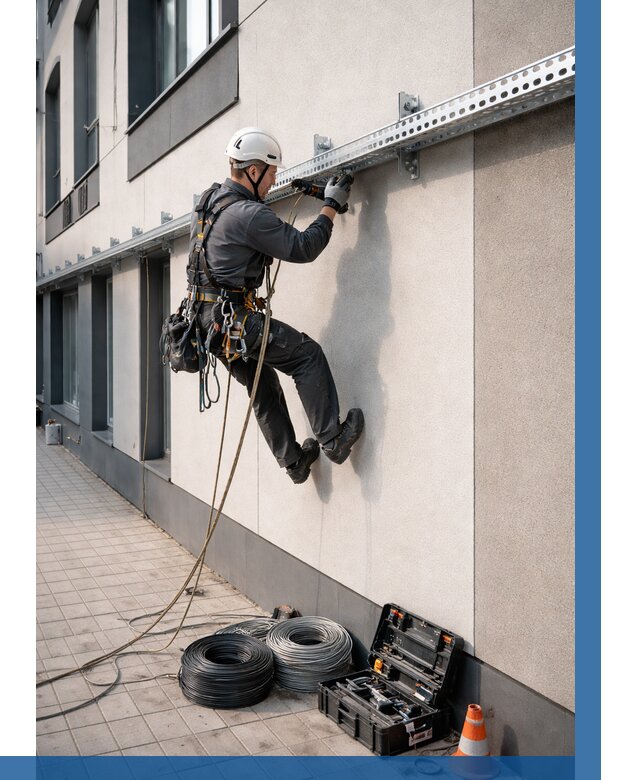 Монтаж кабельных лотков на фасаде в Иванове от 1240 р. | ВЫСОТНИК-Внв