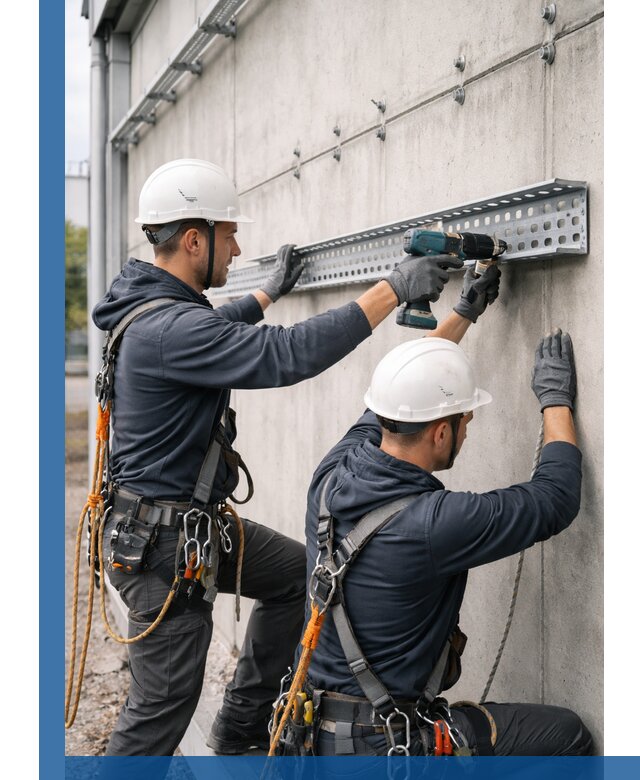 Монтаж кабельных лотков на фасаде зданий в Иванове с гарантией