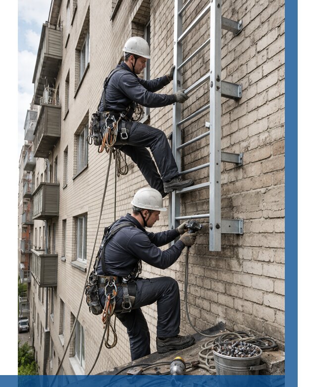 Монтаж пожарной лестницы в Иванове от 25830 р заказать у ВЫСОТНИК-Внв