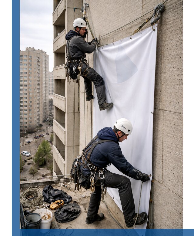 Профессиональный монтаж баннеров на фасаде в Иванове
