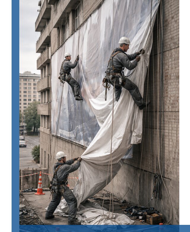 Демонтаж баннеров с фасада в Иванове оперативно и безопасно