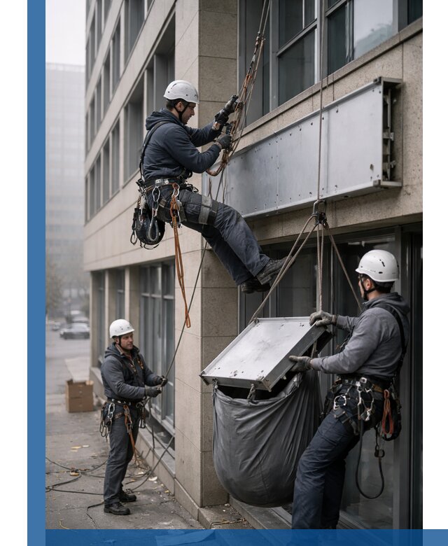 Демонтаж рекламной вывески с высотными работами в Иванове