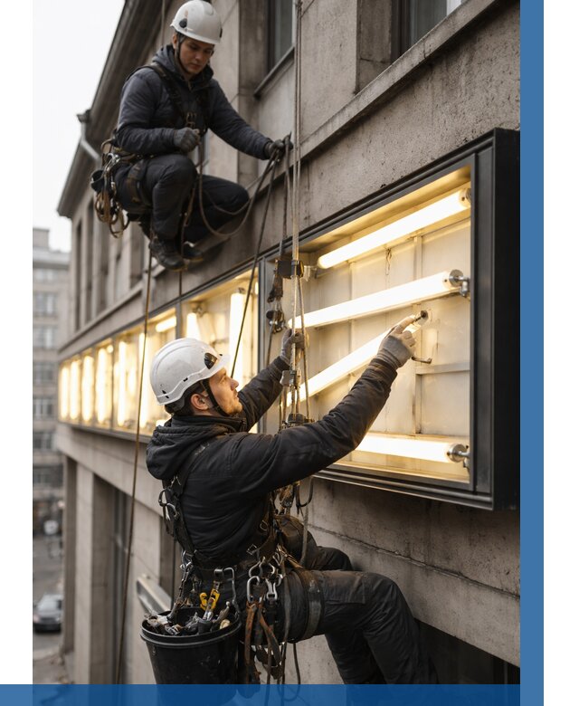 Замена ламп в вывеске в Иванове под ключ от 3616 р. | ВЫСОТНИК-Внв