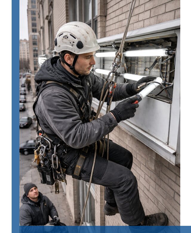 Профессиональная замена ламп в наружной вывеске в Иванове