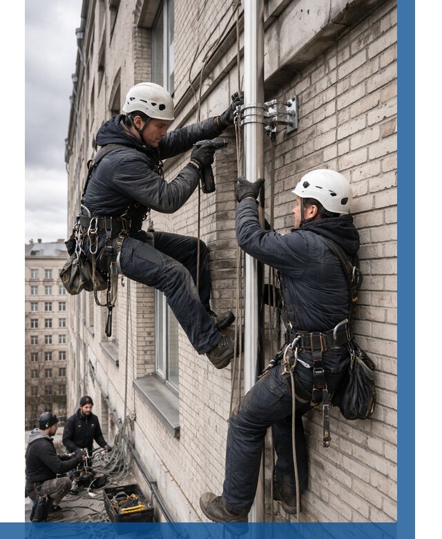 Монтаж флагштока на здании в Иванове от 6716 р. | ВЫСОТНИК-Внв