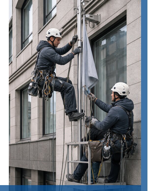 Установка флагов на фасаде в Иванове от 4649 р. | ВЫСОТНИК-Внв