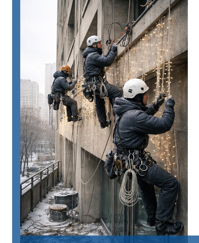 Монтаж новогодней иллюминации и украшение фасадов в Иванове