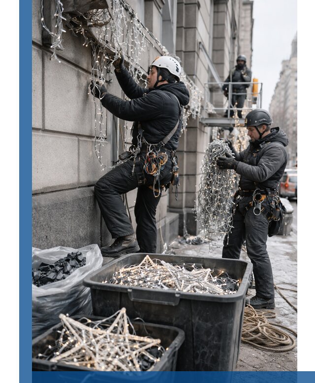 Демонтаж новогоднего оформления и гирлянд в Иванове