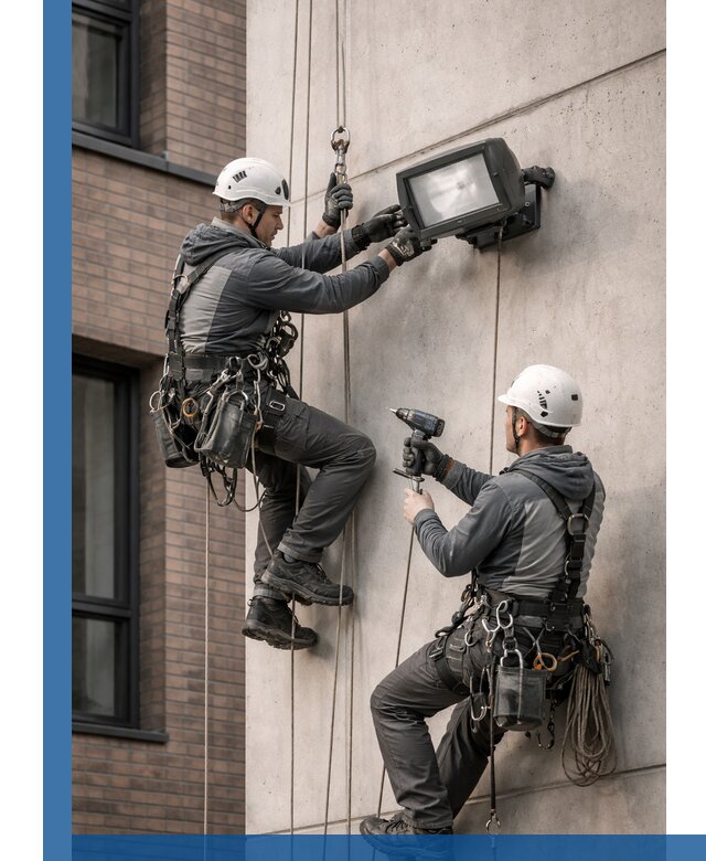 Профессиональный монтаж фасадных прожекторов в Иванове под ключ