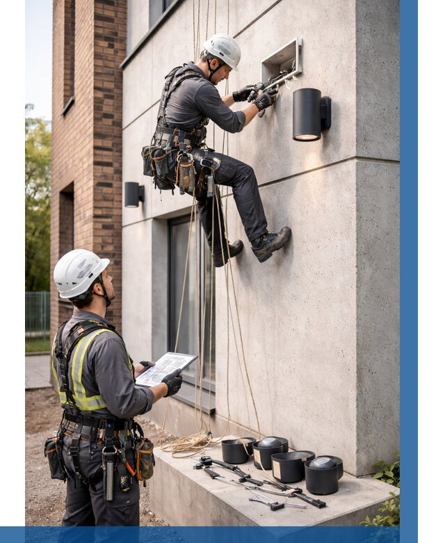 Монтаж фасадного освещения в Иванове от 2583 р. | ВЫСОТНИК-Внв