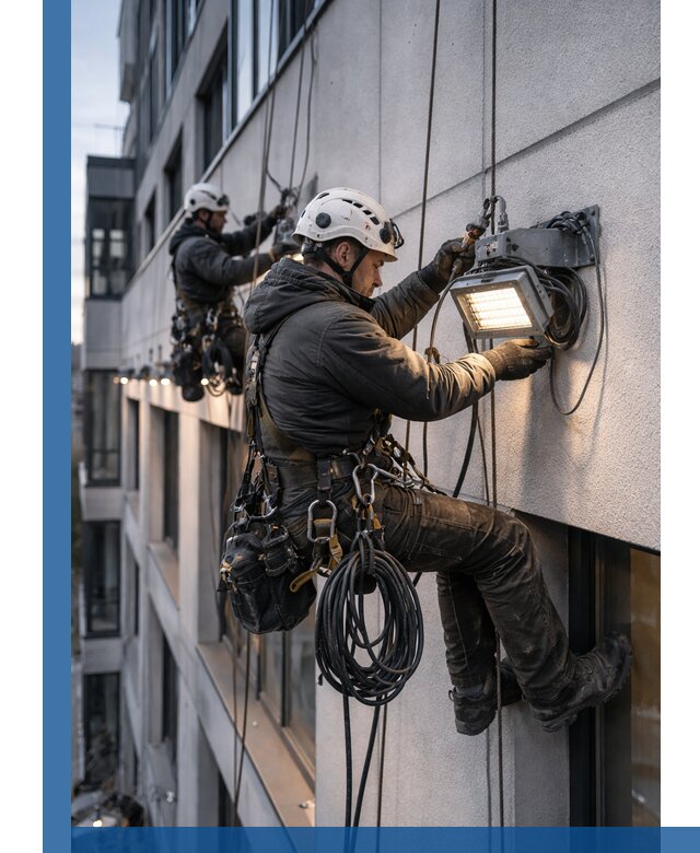 Монтаж фасадного освещения в Иванове установка и подключение