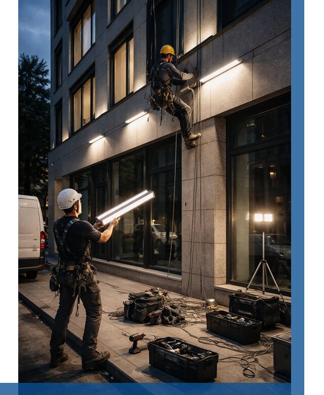 Монтаж архитектурной подсветки здания в Иванове от 2583 р.|ВЫСОТНИК-Внв