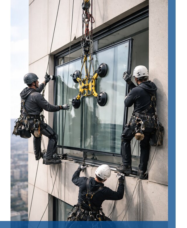 Монтаж стеклопакетов на высоте в Иванове от 3306 р. | ВЫСОТНИК-Внв