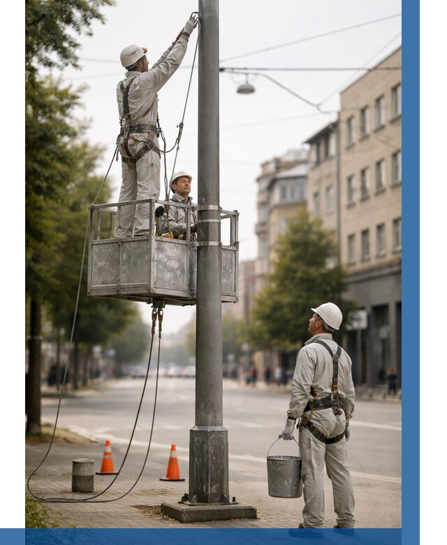 Покраска опор освещения в Иванове от 5166 р. | ВЫСОТНИК-Внв