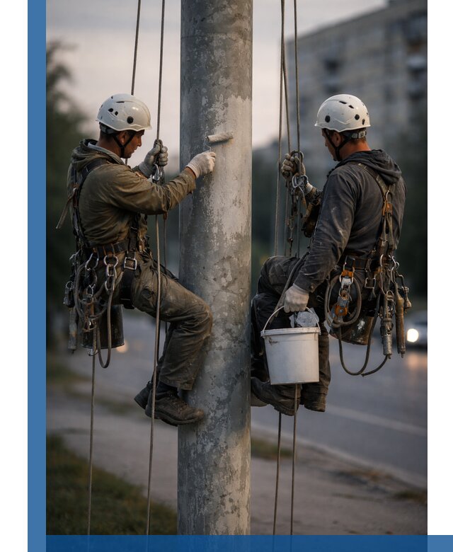 Покраска опор освещения и антикоррозийная защита в Иванове