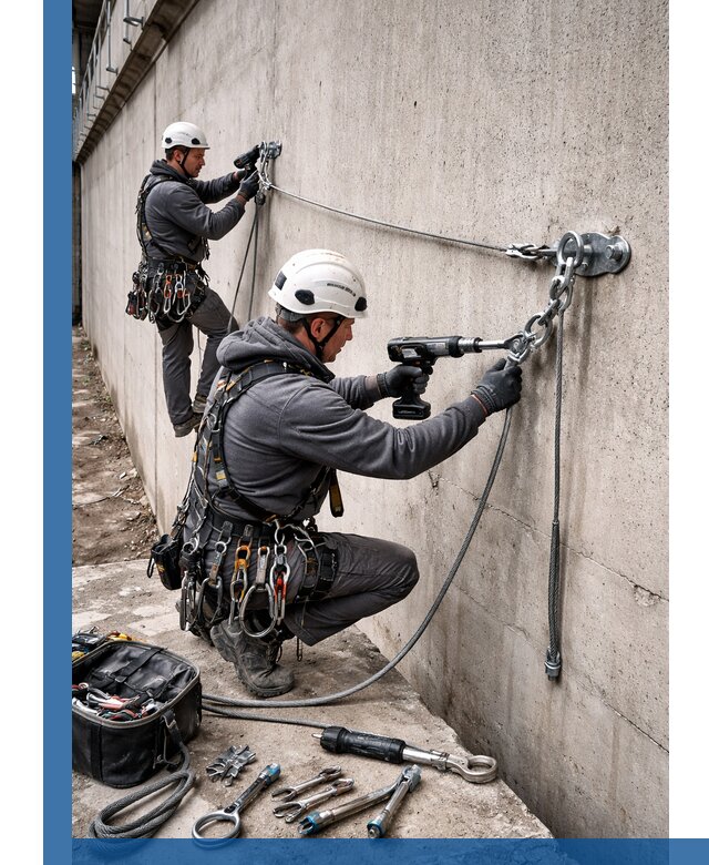 Монтаж анкерных линий высотной безопасности в Иванове