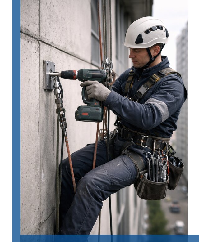 Установка анкерных точек для высотных работ в Иванове