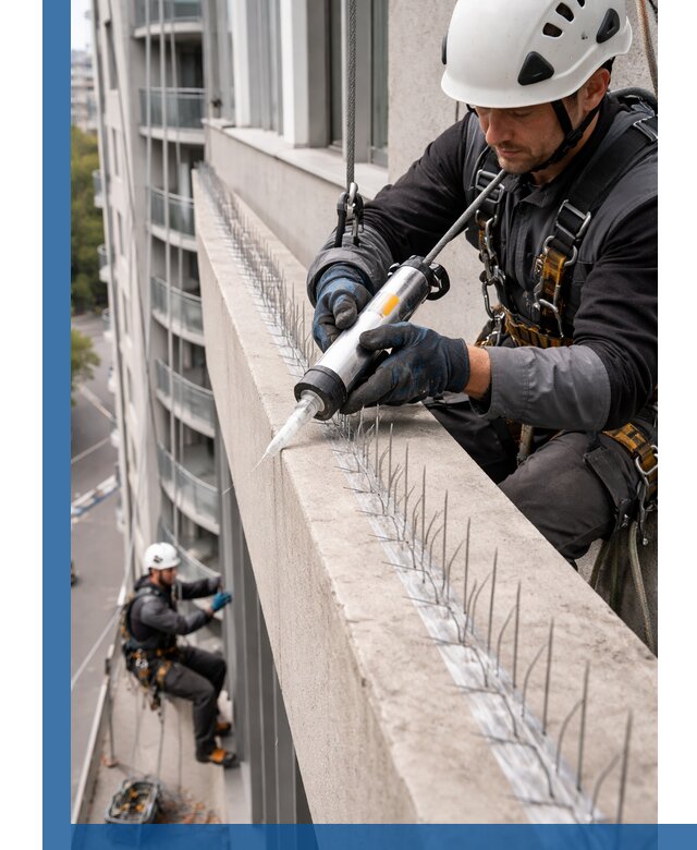 Установка шипов от птиц на фасадах и кровлях в Иванове